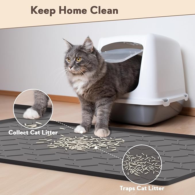 Garoopion Silicone Cat Litter Trapping Mat, Large Waterproof 34.05×22.5 inch - Image 2