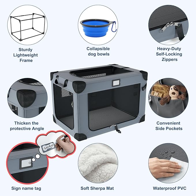 30 Inch Soft Dog Crates, Collapsible Dog Travel Crate - Image 4