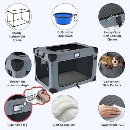 24 Inch Portable Collapsible Dog Crate, Foldable Soft Dog Kennel - Image 3
