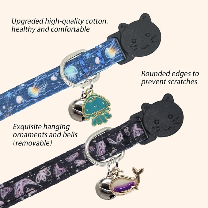 Cat Collar Breakaway, 2 Pack Cotton Kitten Collars - Image 5