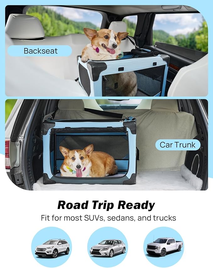 JOYTUTUS 26 Inch Collapsible Dog Crate, Steel Frame 8-Bar Foldable Soft Kennel - Image 5