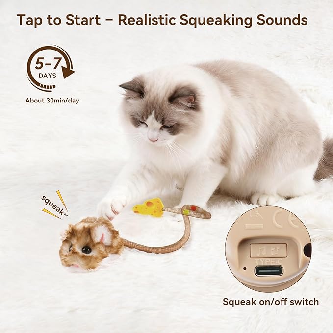 Migipaws Interactive MigiMouse Cat Toy 360° Rolling & Spin - Image 4