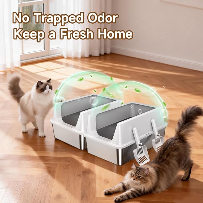 2 Pack XL Stainless Steel Litter Box - Image 4