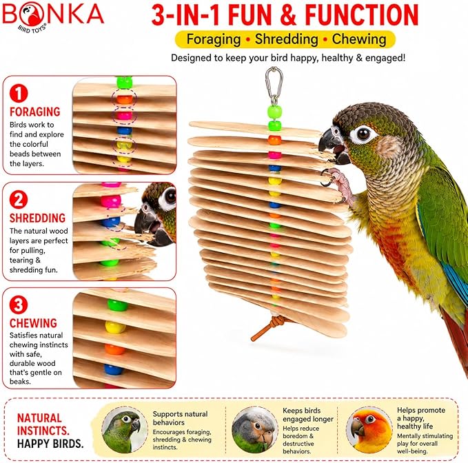 Bonka Bird Toys 867 Pk2 Big Natural Stick Bird Toy 9.5" x 6" Natural Wood - Image 2
