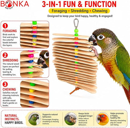 Bonka Bird Toys 867 Pk2 Big Natural Stick Bird Toy 9.5" x 6" Natural Wood - Image 2