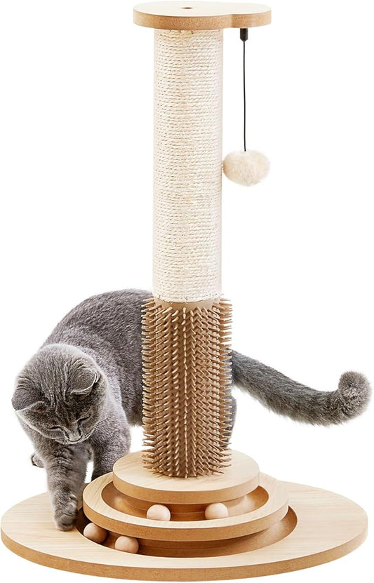 Made4Pets Cat Scratching Post, 4-in-1 Interactive Trackball Toys by Made4Pets