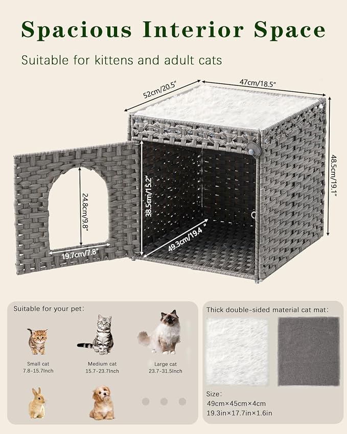 SETVSON Cat Beds for Indoor Cats Extra Large Double Cat Cave Pet Cube, - Image 6