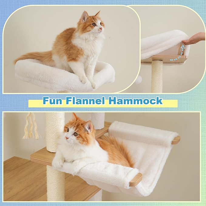 Hey-brother Wooden Cat Tree, 69.7 inch Cats Furniture Tower - Image 5