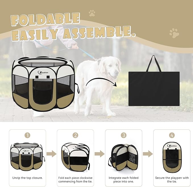 Siedihit Dog Cat Playpen, Medium Puppy Pet Playpen, Dog Crate Tent Cage - Image 8