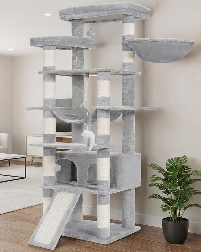 Heybly Tall Cat Tree, 78-inch Multi-Level Cat Tower by HEYBLY