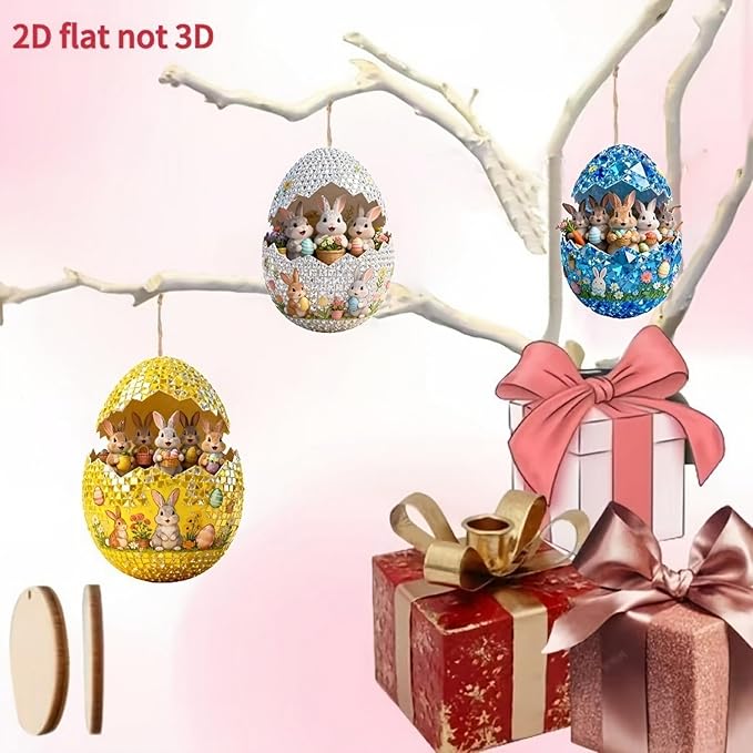 16 Pcs Easter Glitter Hanging Eggs Ornaments - Image 3
