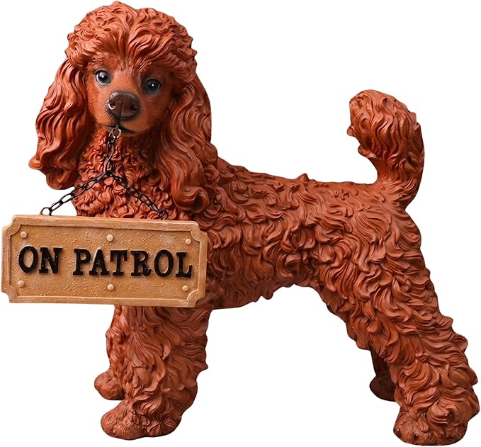 Outdoor Poodle Dog Statue with Interchangeable Welcome Sign and Detachable - Image 3