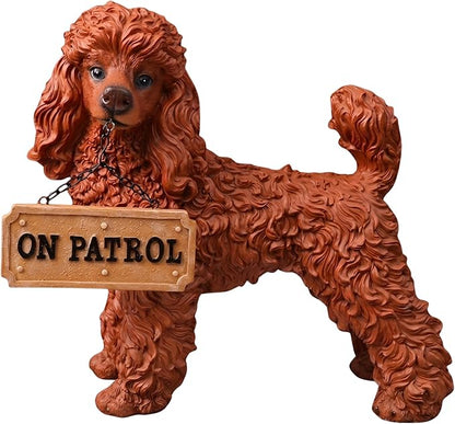 Outdoor Poodle Dog Statue with Interchangeable Welcome Sign and Detachable - Image 3