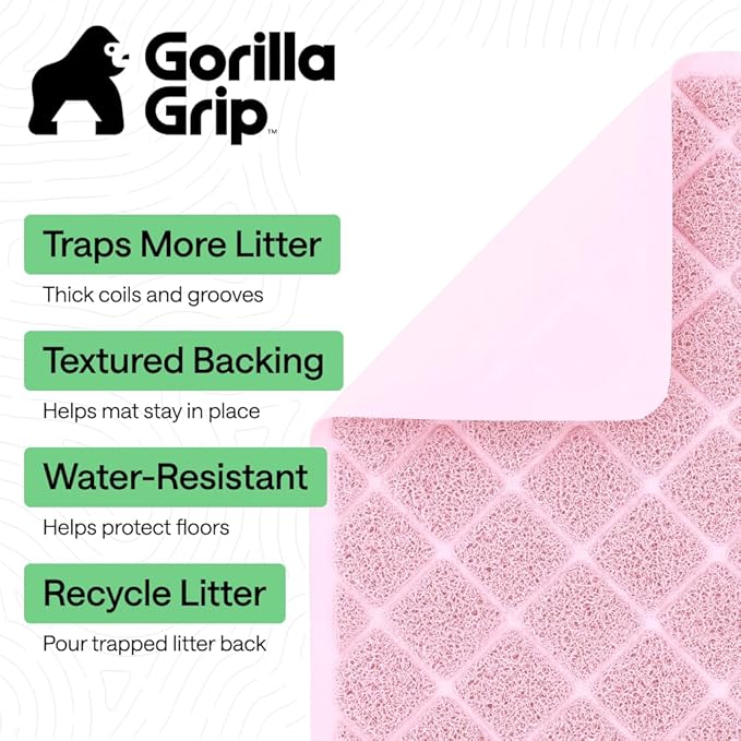 GORILLA GRIP Cat Litter Box Mat, Cushioned Coil Mesh Litter Trapping Mats - Image 2