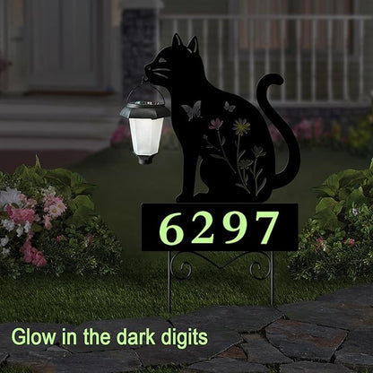 Solar Cat Garden Stakes Cat Holding Solar Lantern Decor Stakes Animal Yard - Image 2