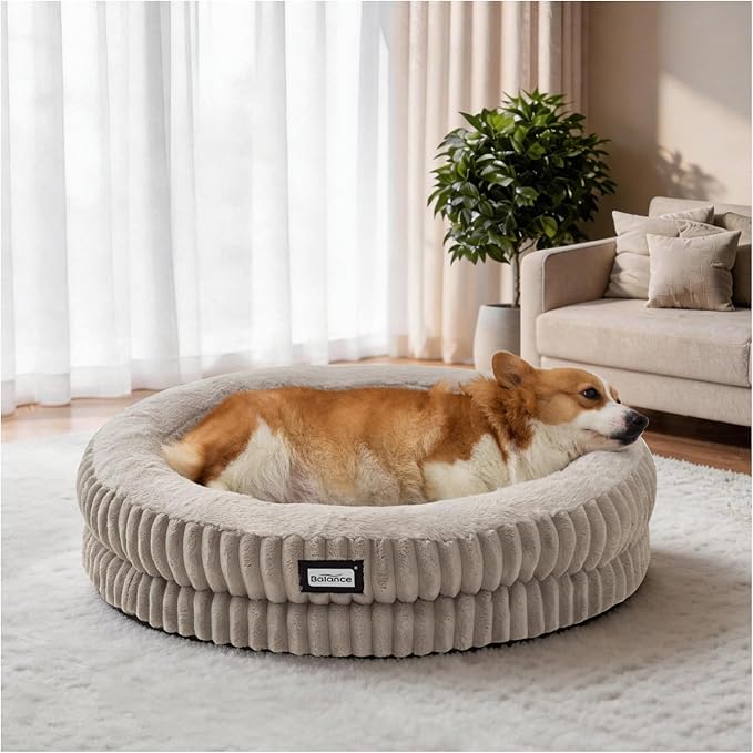 BALANCE Donut Dog Bed, 30 Inches Round Dog Bed Medium Size Dogs Washable by BalancePet