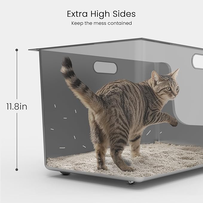 Stainless Steel Litter Box 11.8'' High Sides, XL Metal Cat Litter Box - Image 7