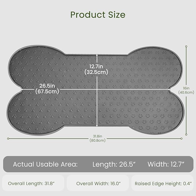 PWTAA Dog Food Mat Anti-Slip Silicone Dog Bowl Mat Thicker Pet Placemat - Image 2