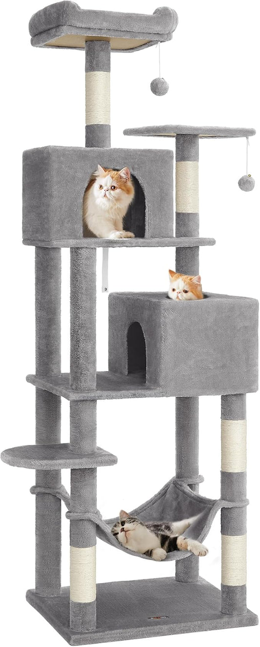 Feandrea Cat Tree, 73.2-Inch Tall Cat Tower, Plush Multi-Level Condo by FeandreabySONGMICSHOME