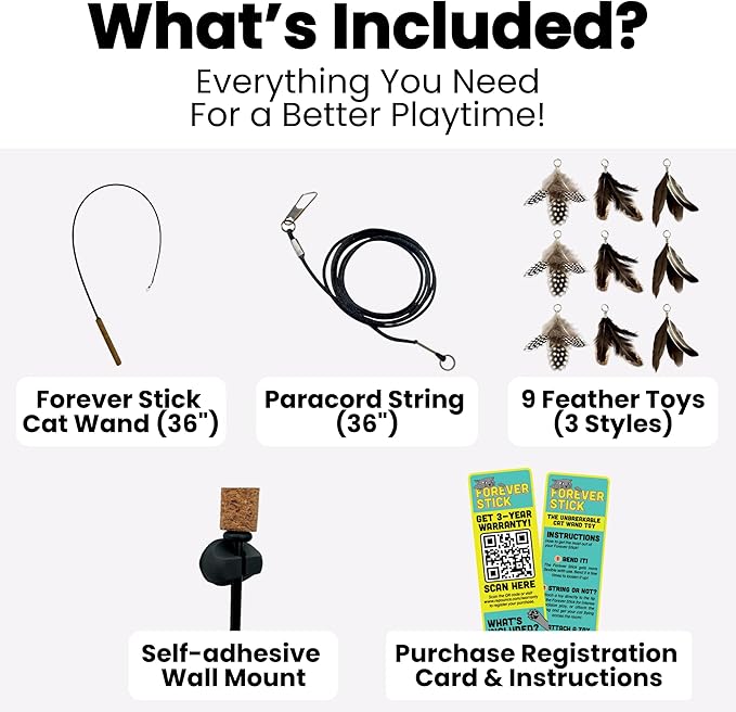 Forever Stick and 9 Cat Feather Toy Refills - Image 2