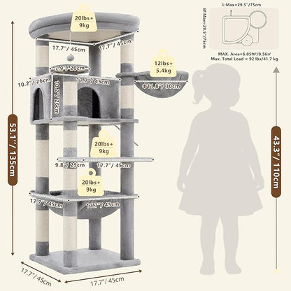 Heybly Cat Tree, 53.1-Inch Corner Stable Cat Tower - Image 6