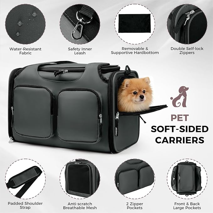 Dog, Cat Carrier for Pets Up to 12 Lbs, Airline Approved Collapsible Soft-Sided - Image 5