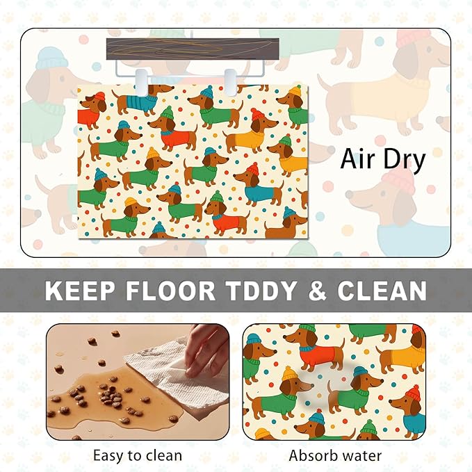 HOMETITUTE Dachshund Dogs Pet Food Mat Spill-Proof Pet Feeding Mat - Image 6