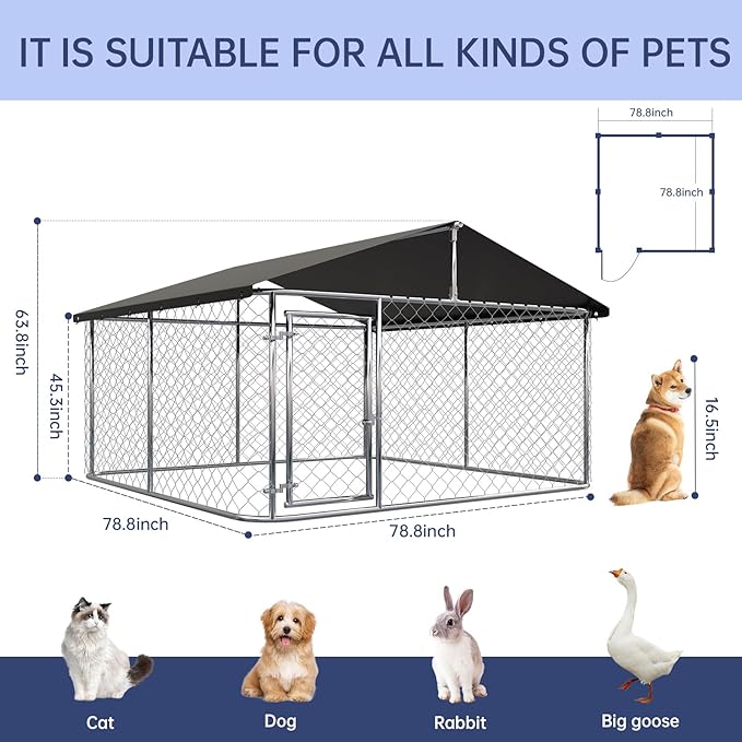 Petony Outdoor Dog Enclosure Heavy Duty Dog Kennel House Mesh Dog Big Cage Pet - Image 2