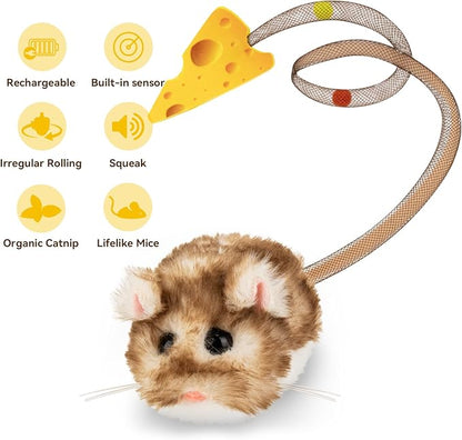 Migipaws Interactive MigiMouse Cat Toy 360° Rolling & Spin - Image 5