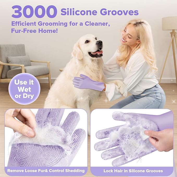 Augwind 6PCS Pet Grooming Kit for Dogs, Cats and Horses | Dog Washing Gloves | - Image 3