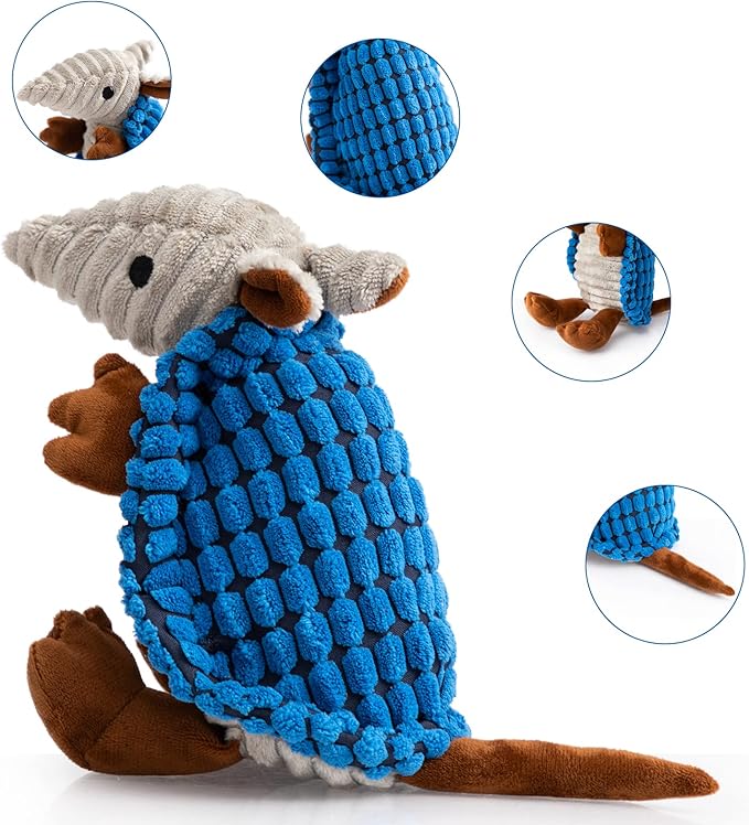 Hollypet Plush Dog Squeaky Toy Stuffed Armadillo Animal Pet Puppy Chew Toys - Image 4
