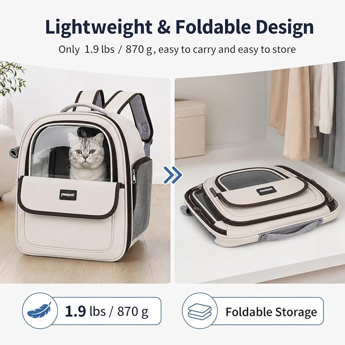 Cat Carrier Backpack for Cats&Small Dogs, Airline Approved TSA Foldable Pet - Image 5