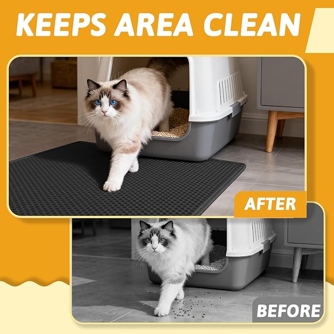 Pieviev Cat Litter Mat Double Layer Waterproof Urine Proof Trapping Mat 1 Pack) - Image 5