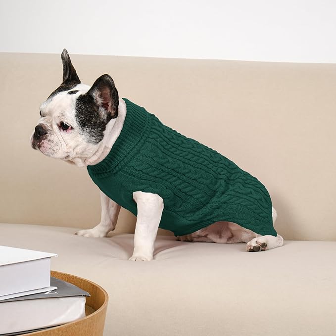 2 Pack Dog Sweaters for Medium Dogs Winter Turtleneck Pullover Cable Knit - Image 6