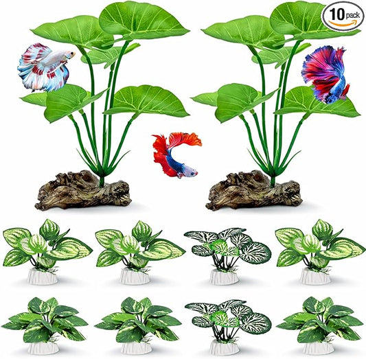 10 Pack Silk Aquarium Plants Fish Tank Decorations by UreverFins