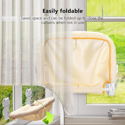 JUNSPOW Cat Window Perch Cordless, Foldable & Stable Cat Beds- Breathable Cat - Image 4