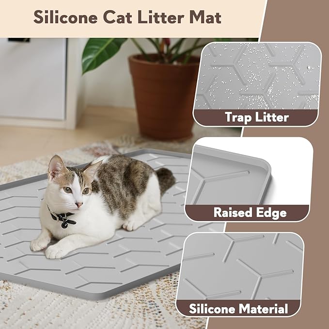 Garoopion Cat Mat for Litter Box, Large 34.05×22.5 inch Cat Litter Mat - Image 3