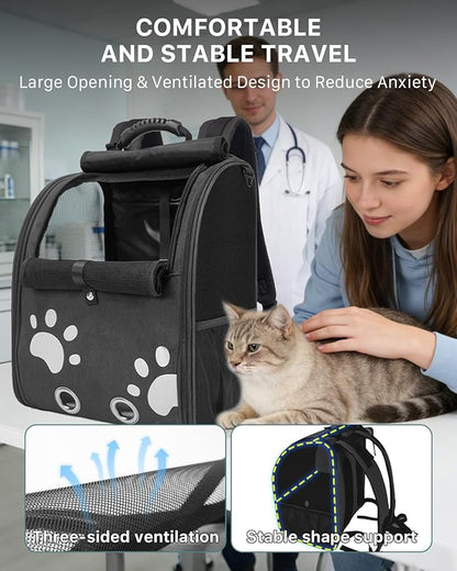 Cat Backpack Carrier with Comfort Handle, Ventilated Cat Backpack with - Image 6