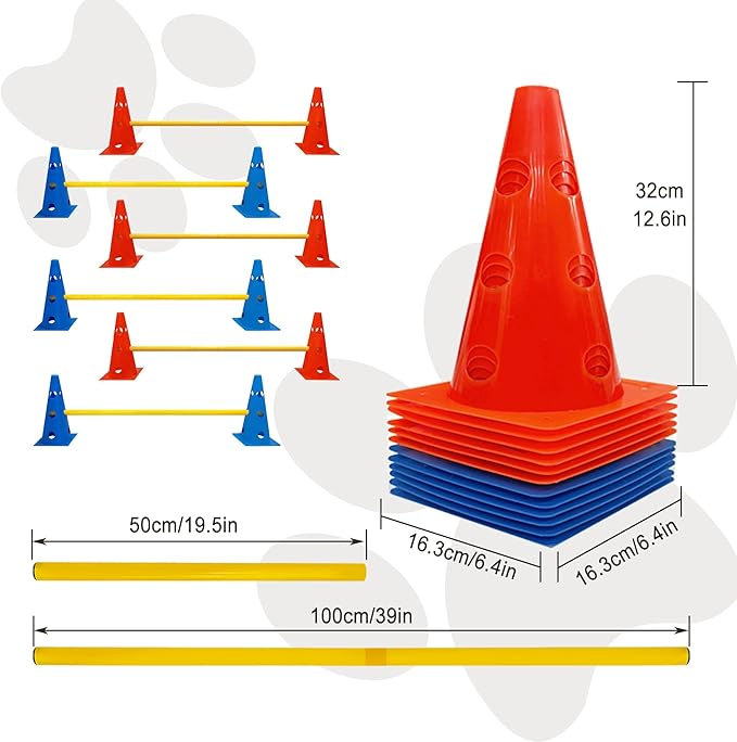 Dog Agility Hurdle Cone Set, Dog Agility Backyard Set Include Height cossbar - Image 6