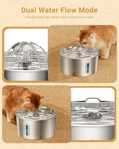 Stainless Steel Cat Water Fountain - 108oz/3.2l Metal Pet Water Bowl Dispenser - Image 6