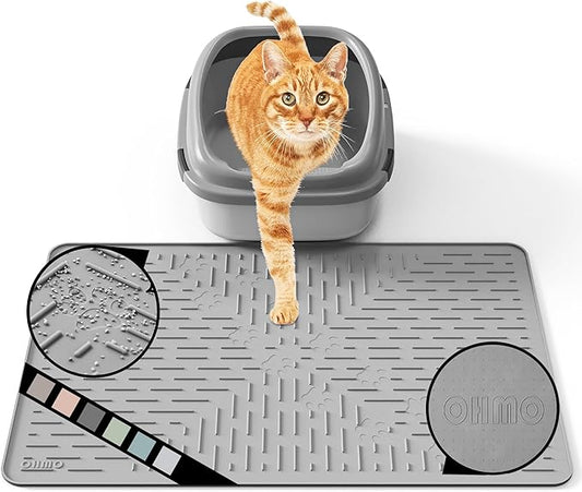 OHMO Cat Litter Mat Trapping Mat Premium Silicone Rubber 23.5x16 Grey, by OHMO
