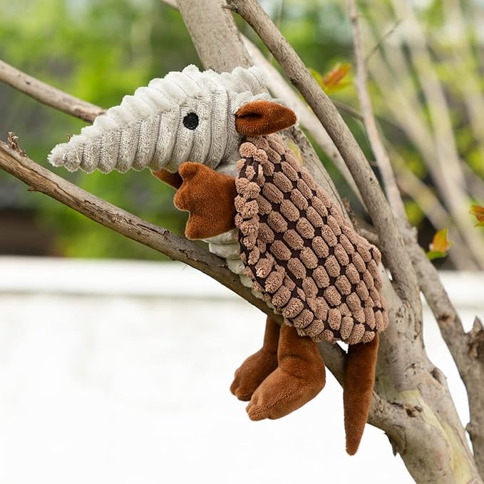 Hollypet Plush Dog Squeaky Toy Stuffed Armadillo Animal Pet Puppy Chew Toys - Image 5