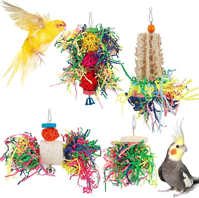 Bird Shredding Foraging Toys Parakeet Toy Chewing Hanging Toy Shredded Paper by lovyoCoCo