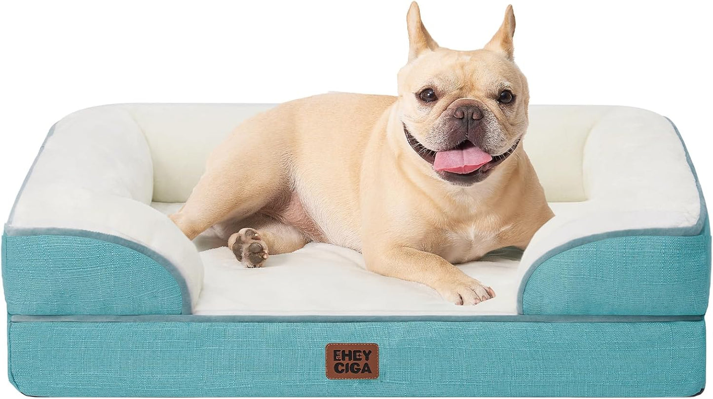 EHEYCIGA Orthopedic Dog Bed, Waterproof Memory Foam, Turquoise Blue, 30"L x 20"W x 6.5"Th