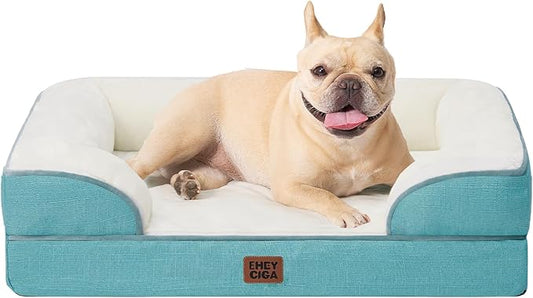 EHEYCIGA Orthopedic Dog Bed, Waterproof Memory Foam, Turquoise Blue by EHEYCIGA