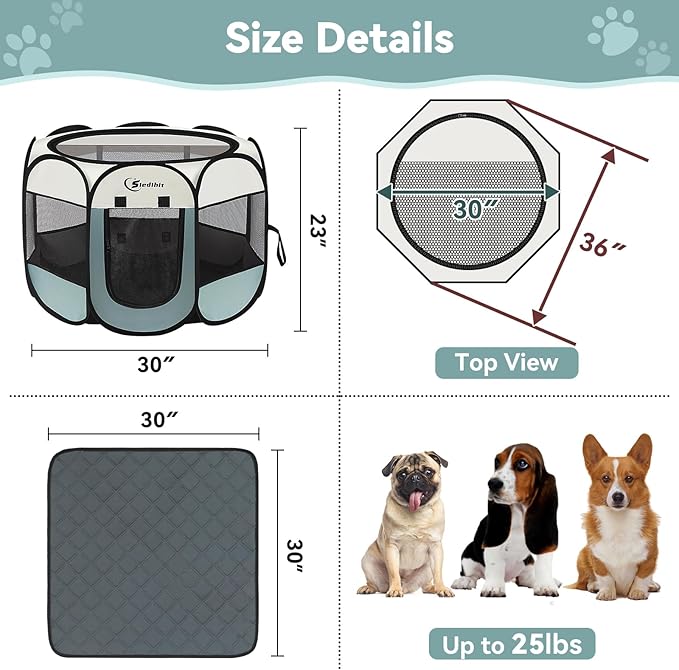Siedihit Medium Dog Cat Playpen, Puppy Pet Playpen Indoor - Image 7