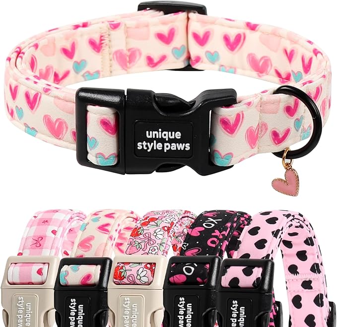 Unique Style Paws Valentine Dog Collar Plastic Buckle by Uniquestylepaws