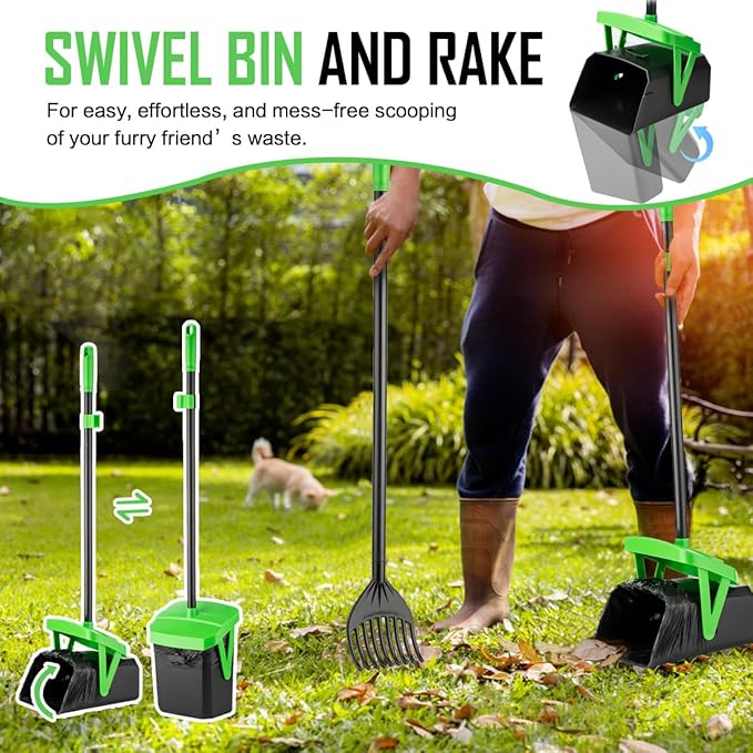 FUSBUNTY Pooper Scooper Swivel Bin & Rake - Image 3
