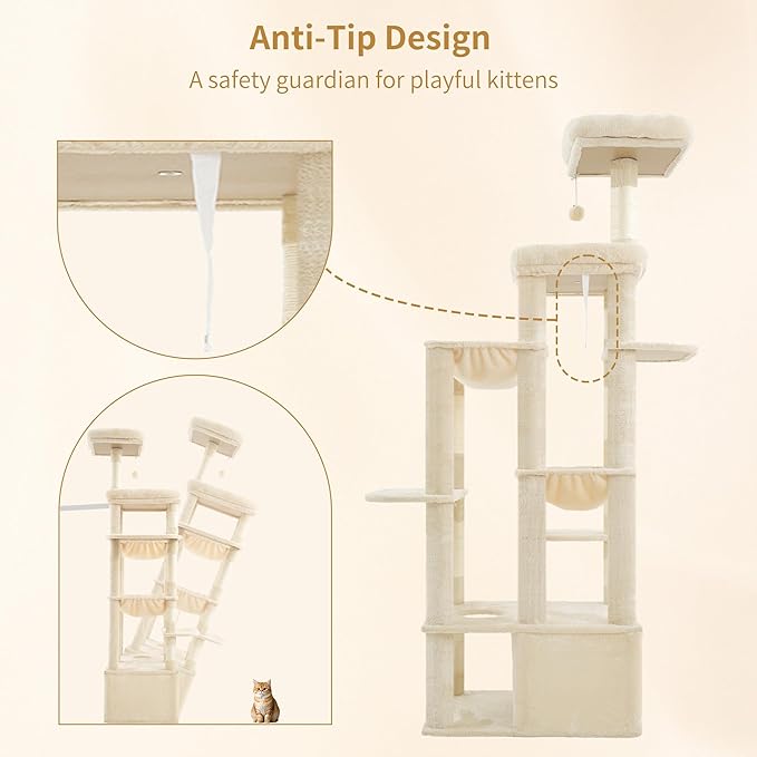 Heybly Cat Tree, 71-Inch Tall Cat Tower - Image 8