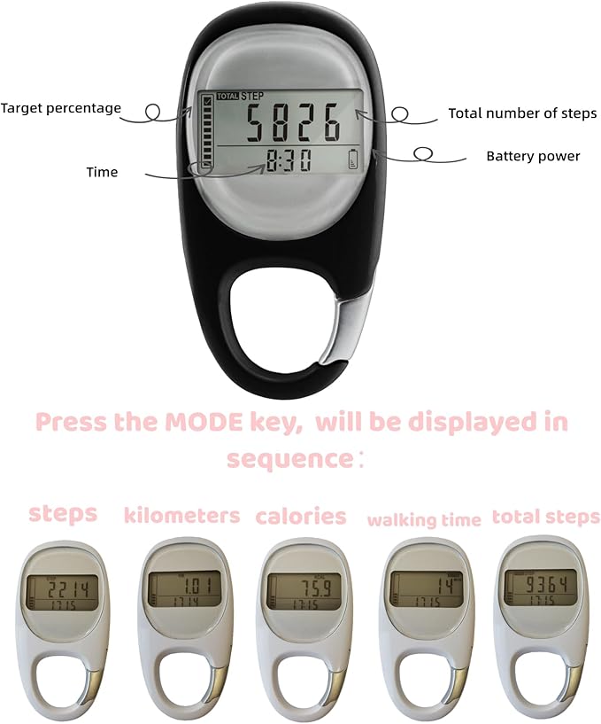 3D Pedometer for Walking Steps Miles, Distance Tracking, Calorie Count - Image 2